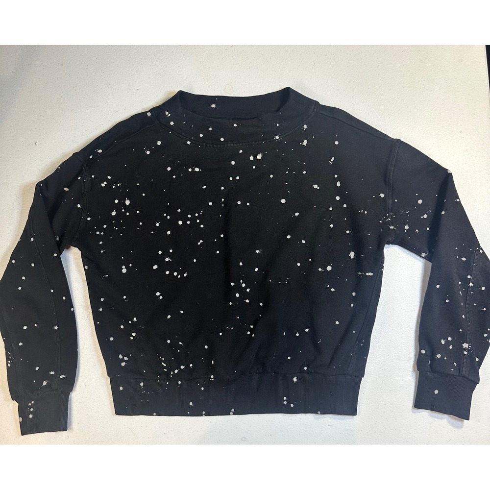 Pilcro by Anthropologie Black Paint Splatter Mock Neck Sweatshirt M OB1196259